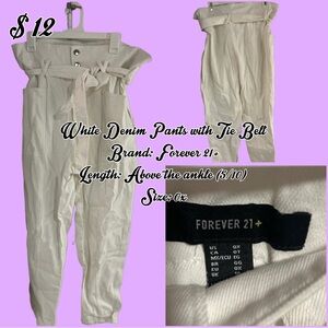 Forever 21 Cream Ankle-Length Pants with Belt